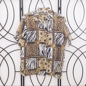 Safari Print Sheer Blouse